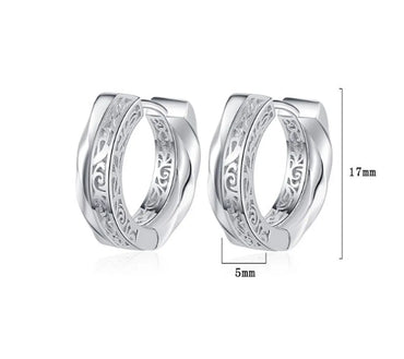 1 Pair Casual Round Plating Sterling Silver White Gold Plated Earrings