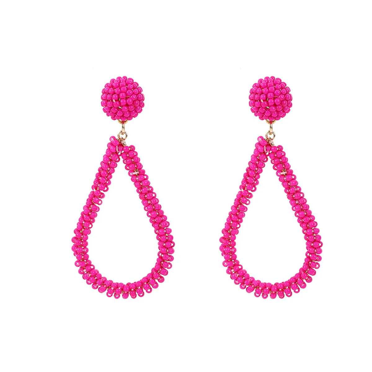 1 Pair Casual Round Seed Bead Drop Earrings