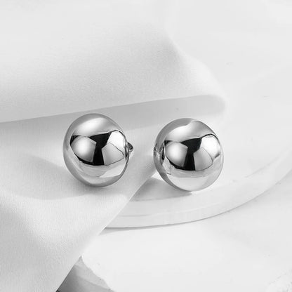 1 Pair Casual Round Solid Color Plating Stainless Steel 14k Gold Plated Ear Studs