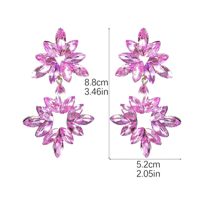 1 Pair Casual Shiny Geometric Inlay Alloy Rhinestones Zircon Drop Earrings