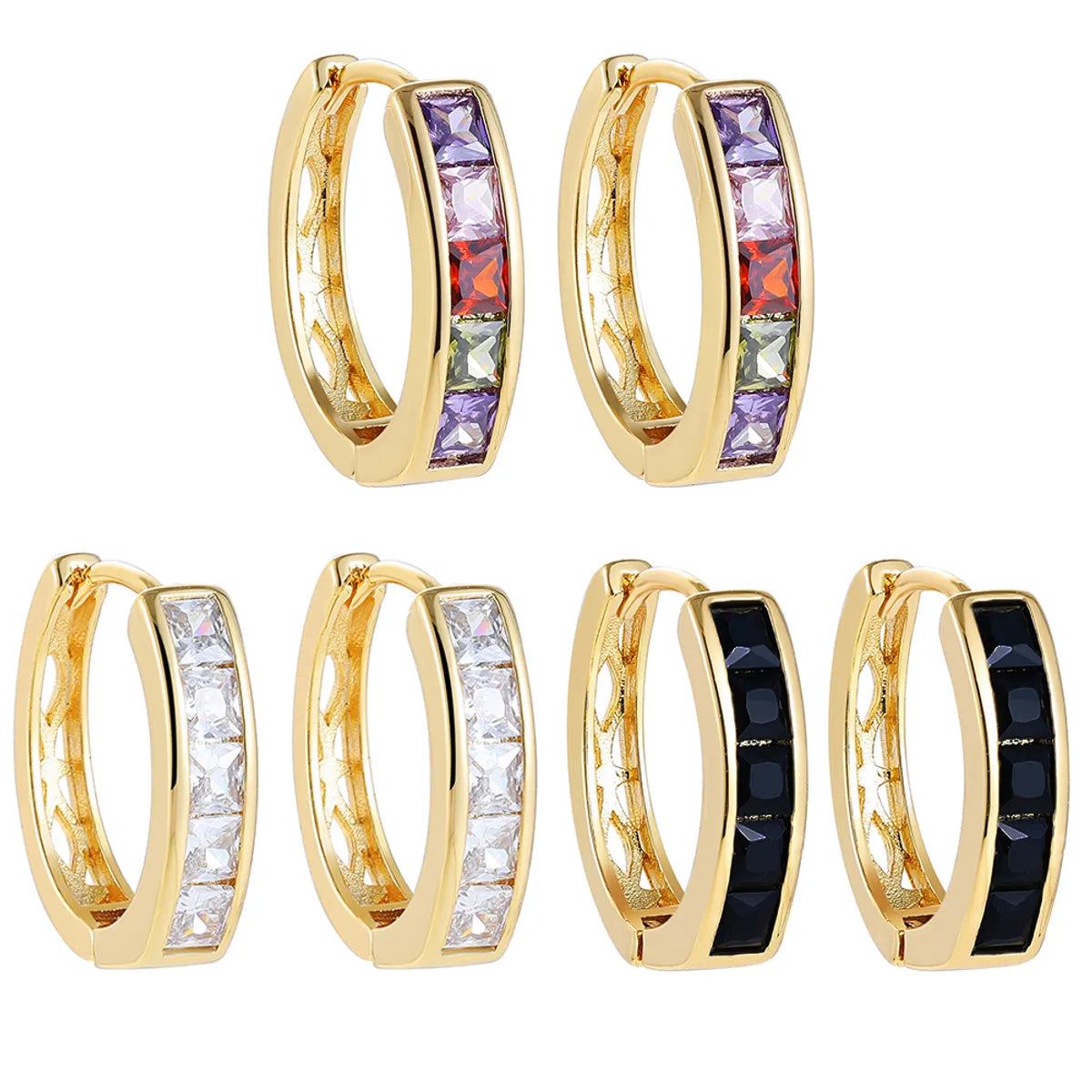 1 Pair Casual Shiny Round Inlay Alloy Zircon Earrings