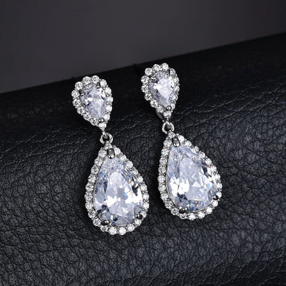 1 Pair Casual Shiny Water Droplets Plating Inlay Copper Zircon Drop Earrings