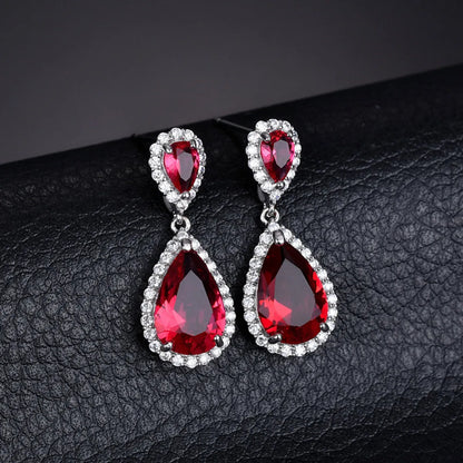 1 Pair Casual Shiny Water Droplets Plating Inlay Copper Zircon Drop Earrings