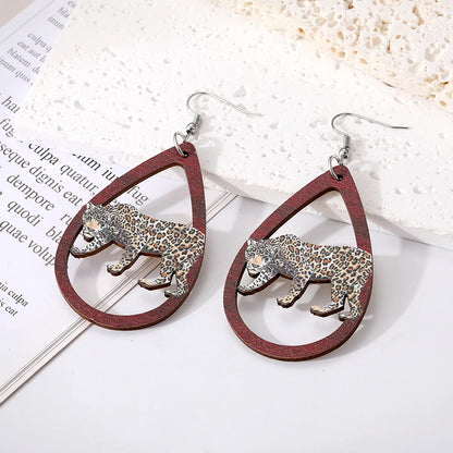 1 Pair Casual Simple Style Animal Water Droplets Mushroom Wood Drop Earrings