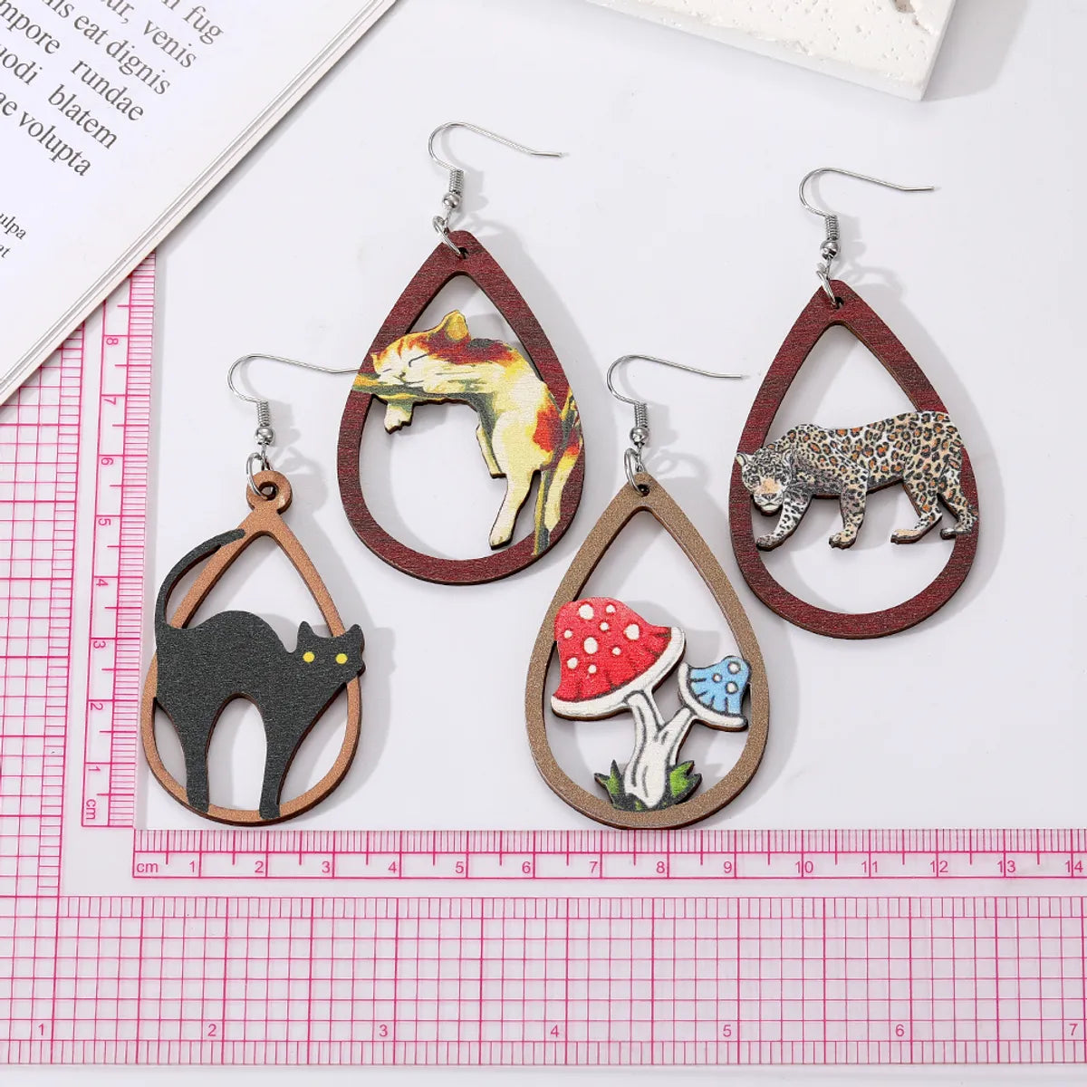 1 Pair Casual Simple Style Animal Water Droplets Mushroom Wood Drop Earrings