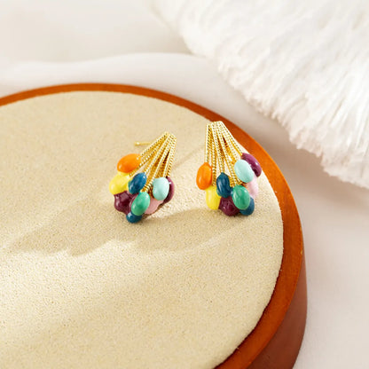 1 Pair Casual Simple Style Balloon Enamel Alloy Ear Cuffs Ear Studs