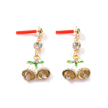 1 Pair Casual Simple Style Bell Plating Alloy Rhinestones Drop Earrings