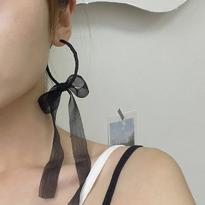 1 Pair Casual Simple Style Bow Knot Cloth Metal Earrings