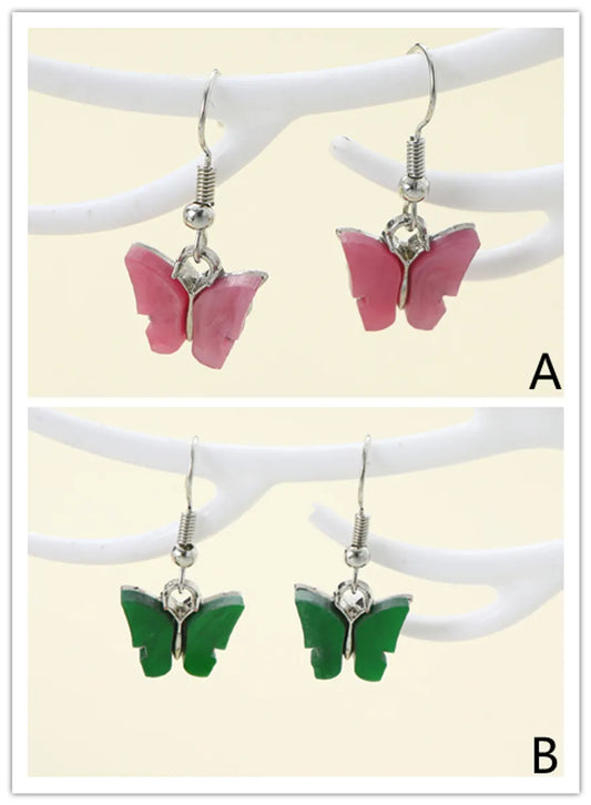 1 Pair Casual Simple Style Butterfly Alloy Plastic Drop Earrings