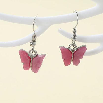 1 Pair Casual Simple Style Butterfly Alloy Plastic Drop Earrings