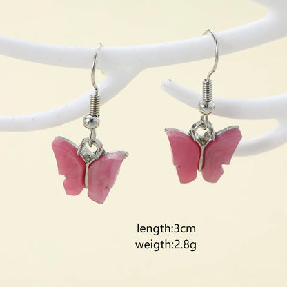 1 Pair Casual Simple Style Butterfly Alloy Plastic Drop Earrings