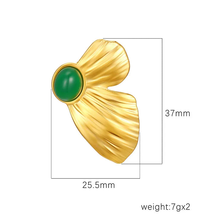 1 Pair Casual Simple Style Butterfly Inlay 304 Stainless Steel Natural Stone Gold Plated Ear Studs