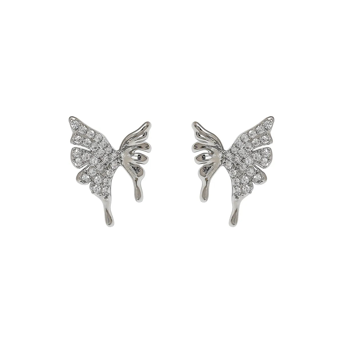 1 Pair Casual Simple Style Butterfly Plating Inlay Copper Zircon 18K Gold Plated Ear Studs