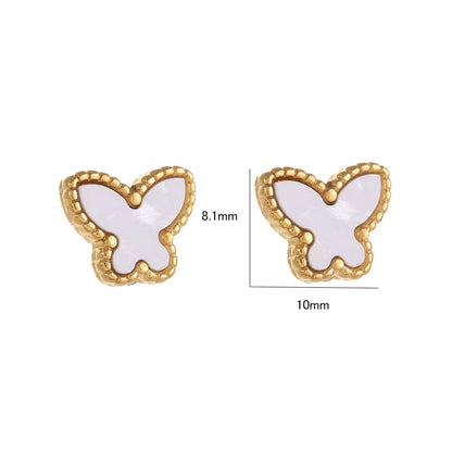 1 Pair Casual Simple Style Butterfly Stainless Steel Shell 18K Gold Plated Ear Studs