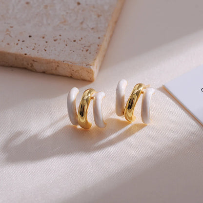 1 Pair Casual Simple Style C Shape Enamel Copper Ear Studs