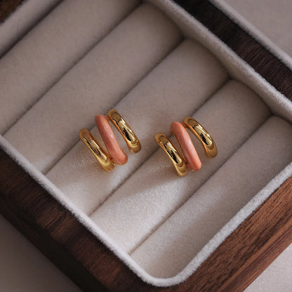 1 Pair Casual Simple Style C Shape Enamel Copper Ear Studs