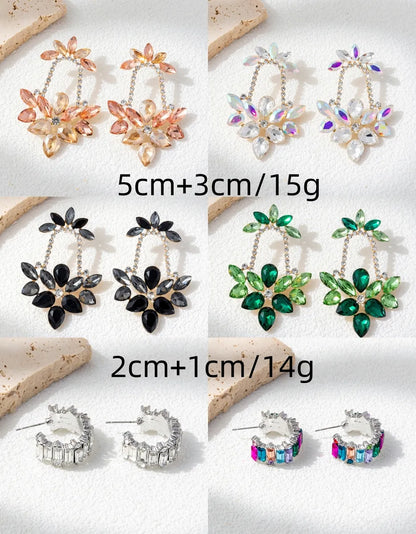 1 Pair Casual Simple Style C Shape Geometric Alloy Glass Rhinestones Drop Earrings