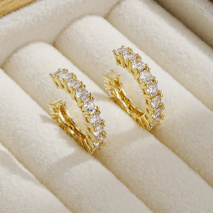 1 Pair Casual Simple Style C Shape Inlay Alloy Zircon Ear Cuffs