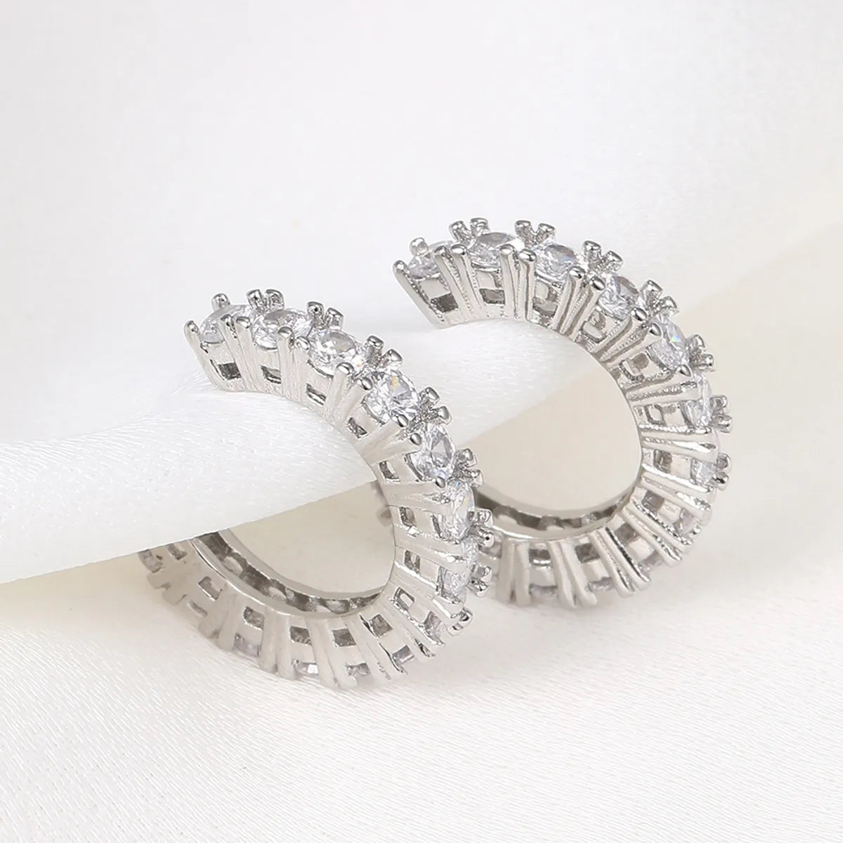 1 Pair Casual Simple Style C Shape Inlay Alloy Zircon Ear Cuffs