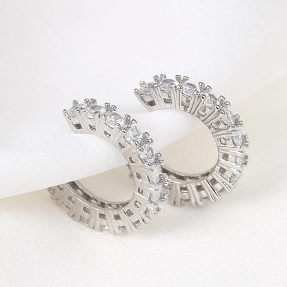 1 Pair Casual Simple Style C Shape Inlay Alloy Zircon Ear Cuffs