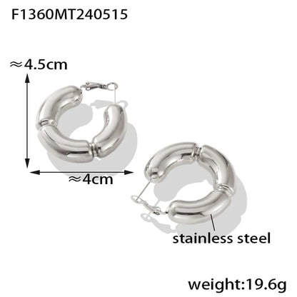 1 Pair Casual Simple Style C Shape Layered Patchwork Plating 304 Stainless Steel 18K Gold Plated Hoop Earrings