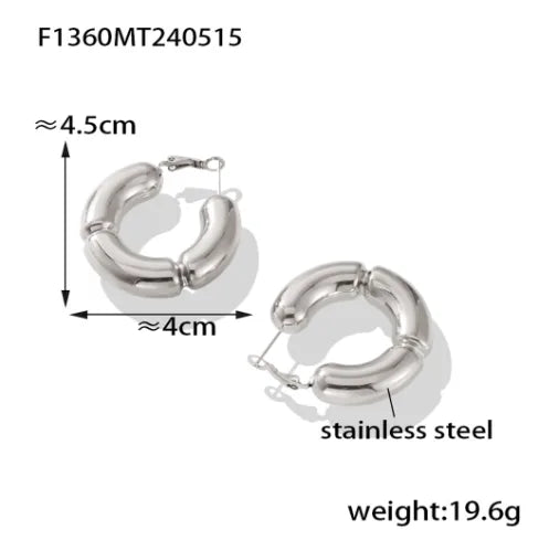 1 Pair Casual Simple Style C Shape Layered Patchwork Plating 304 Stainless Steel 18K Gold Plated Hoop Earrings