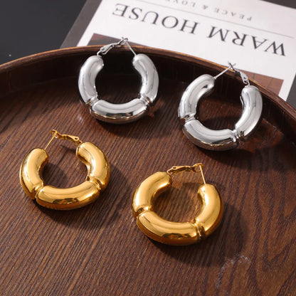 1 Pair Casual Simple Style C Shape Layered Patchwork Plating 304 Stainless Steel 18K Gold Plated Hoop Earrings