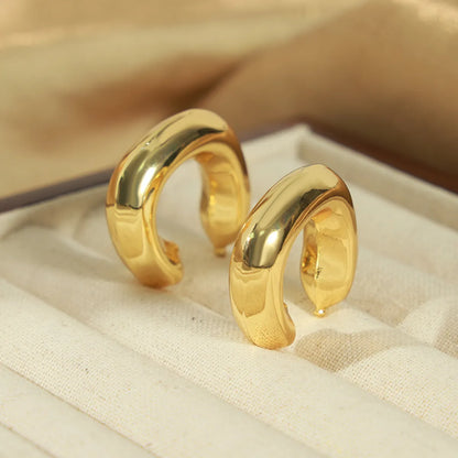 1 Pair Casual Simple Style C Shape Plating Copper 18k Gold Plated Ear Studs