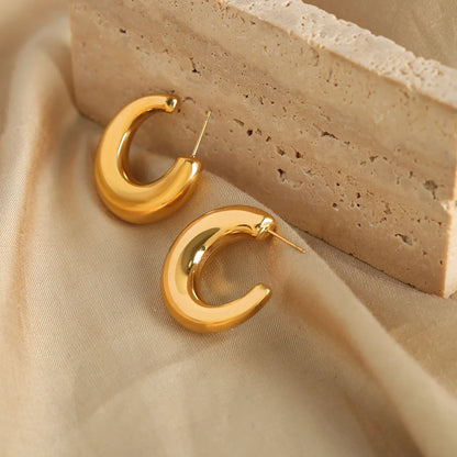 1 Pair Casual Simple Style C Shape Plating Titanium Steel 18k Gold Plated Earrings