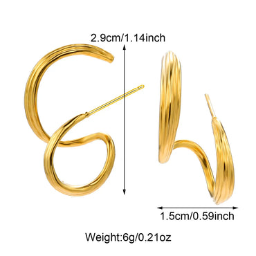 1 Pair Casual Simple Style C Shape Solid Color 304 Stainless Steel 18K Gold Plated Ear Studs