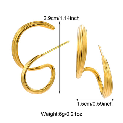 1 Pair Casual Simple Style C Shape Solid Color 304 Stainless Steel 18K Gold Plated Ear Studs