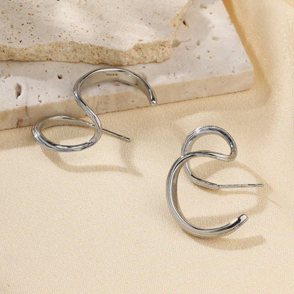 1 Pair Casual Simple Style C Shape Solid Color 304 Stainless Steel 18K Gold Plated Ear Studs