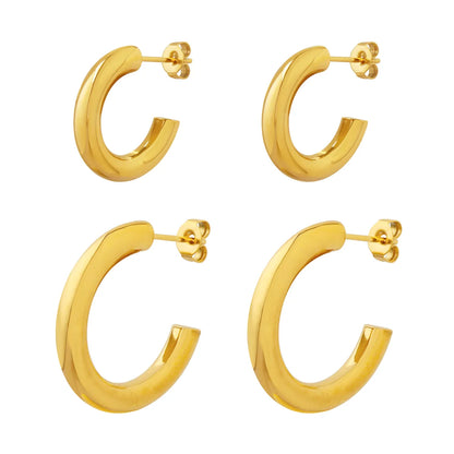 1 Pair Casual Simple Style C Shape Plating Titanium Steel 18k Gold Plated Ear Studs