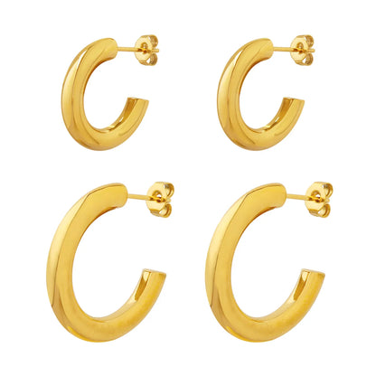 1 Pair Casual Simple Style C Shape Plating Titanium Steel 18k Gold Plated Ear Studs