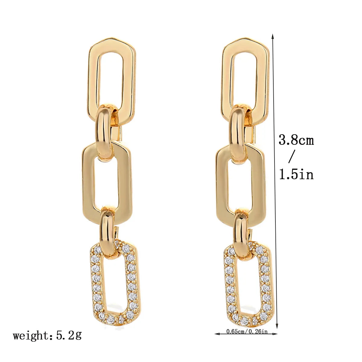 1 Pair Casual Simple Style Chain Copper Zircon White Gold Plated Drop Earrings