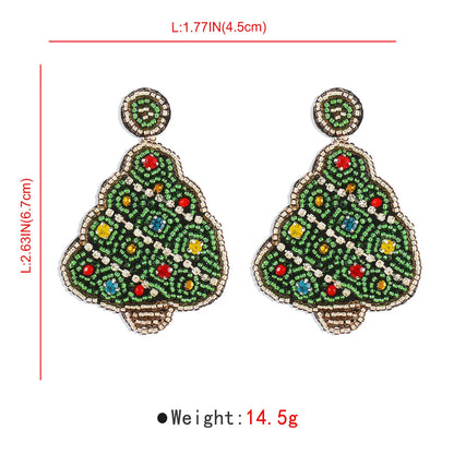 1 Pair Casual Simple Style Christmas Hat Christmas Tree Gingerbread Arylic Pu Leather Seed Bead Drop Earrings