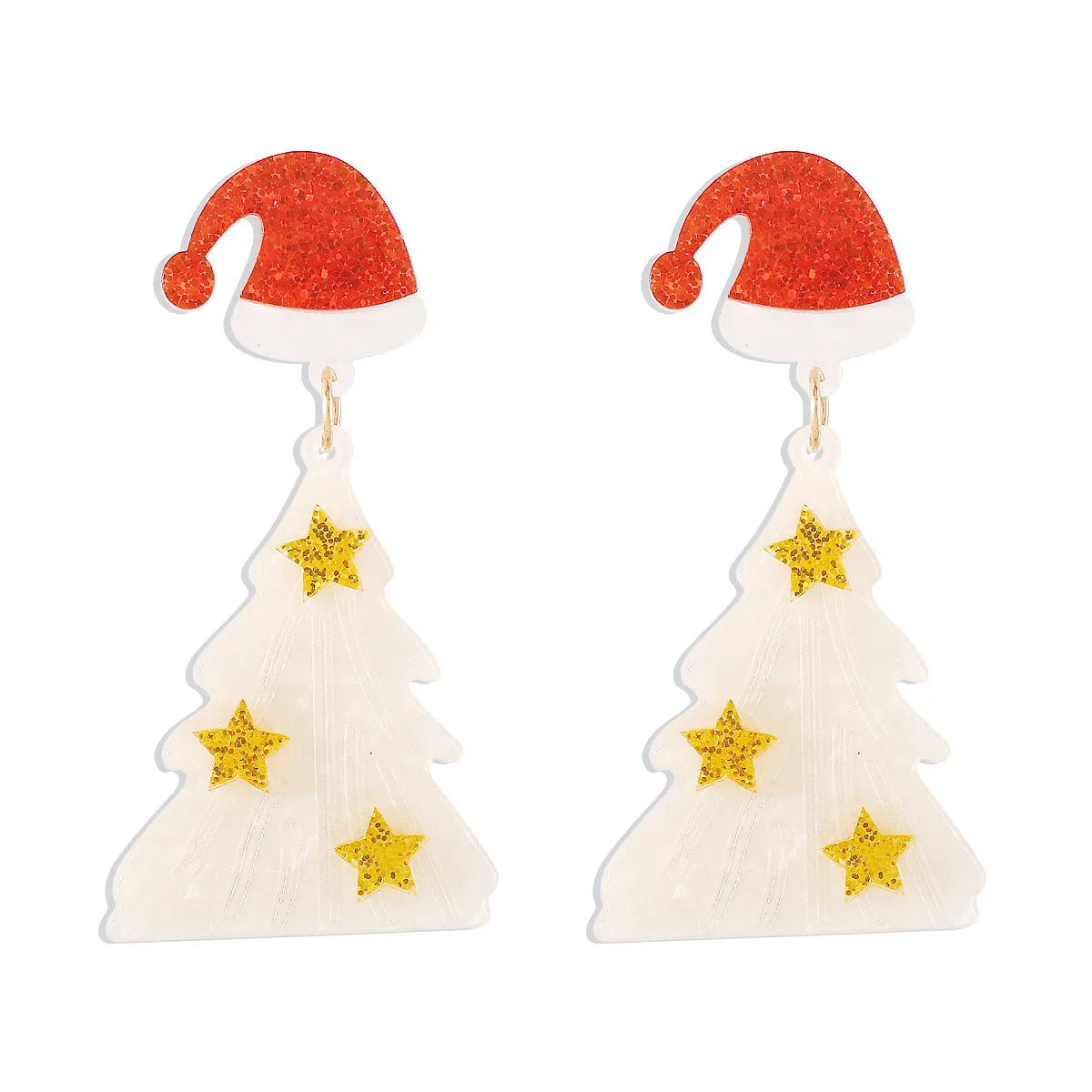 1 Pair Casual Simple Style Christmas Hat Christmas Tree Gingerbread Arylic Pu Leather Seed Bead Drop Earrings