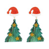 1 Pair Casual Simple Style Christmas Hat Christmas Tree Gingerbread Arylic Pu Leather Seed Bead Drop Earrings