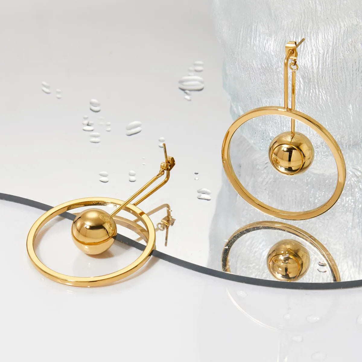 1 Pair Casual Simple Style Circle 304 Stainless Steel 16K Gold Plated White Gold Plated Gold Plated Drop Earrings