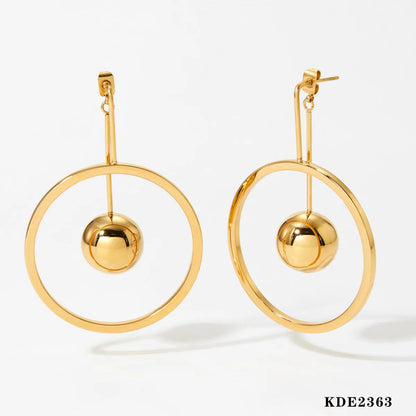 1 Pair Casual Simple Style Circle 304 Stainless Steel 16K Gold Plated White Gold Plated Gold Plated Drop Earrings