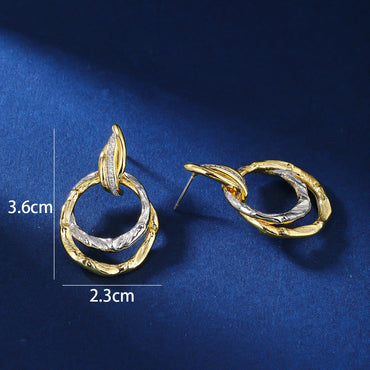 1 Pair Casual Simple Style Circle Inlay Copper Zircon 18K Gold Plated White Gold Plated Drop Earrings