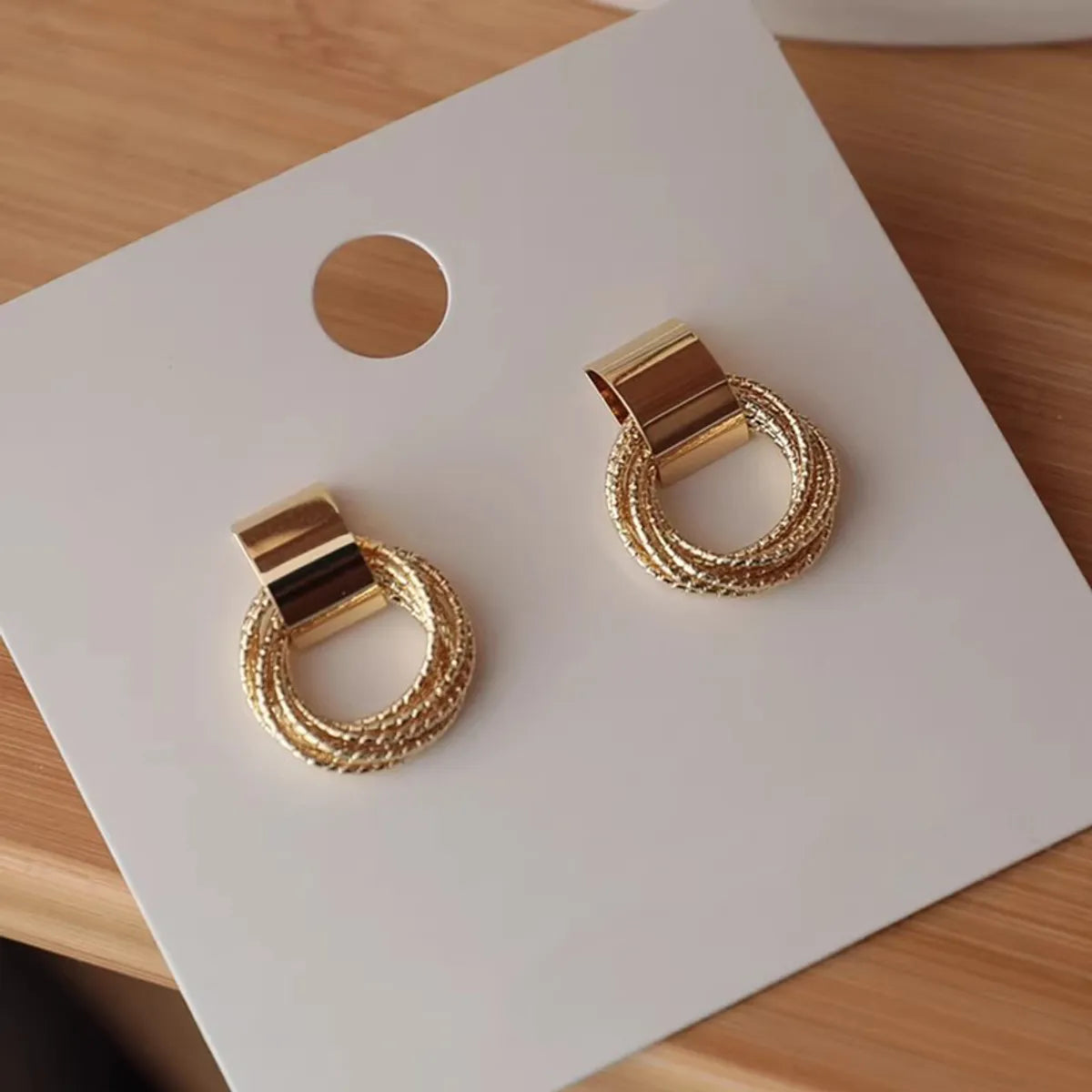 1 Pair Casual Simple Style Circle Plating Alloy Gold Plated Drop Earrings