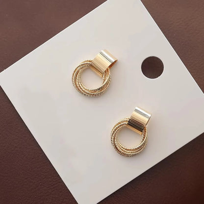 1 Pair Casual Simple Style Circle Plating Alloy Gold Plated Drop Earrings