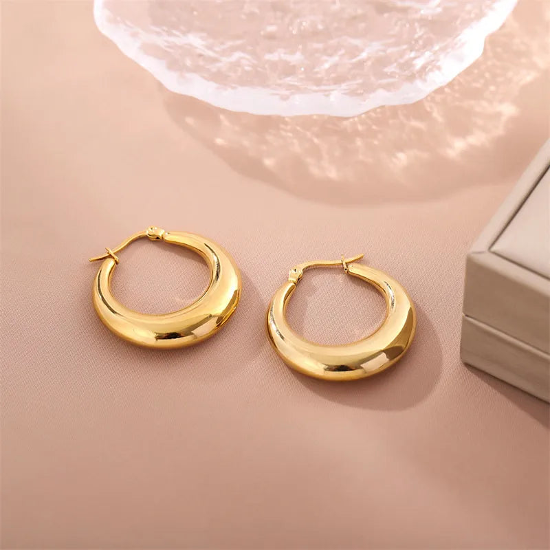 1 Pair Casual Simple Style Circle Plating 201 Stainless Steel Earrings