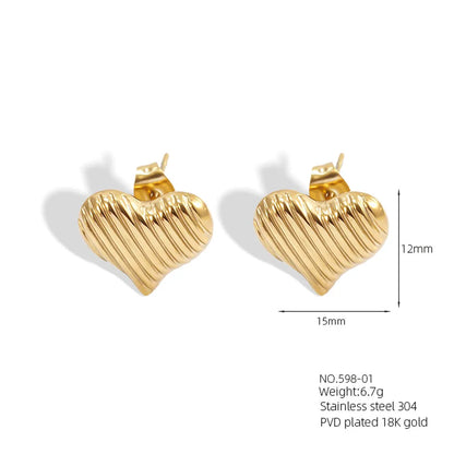 1 Pair Casual Simple Style Classic Style Geometric Scallop Heart Shape 304 Stainless Steel 18K Gold Plated Ear Studs