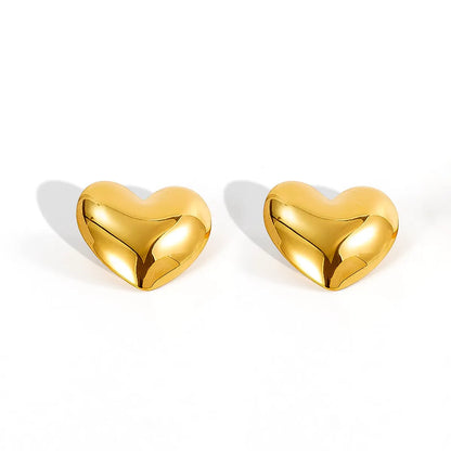 1 Pair Casual Simple Style Classic Style Geometric Scallop Heart Shape 304 Stainless Steel 18K Gold Plated Ear Studs