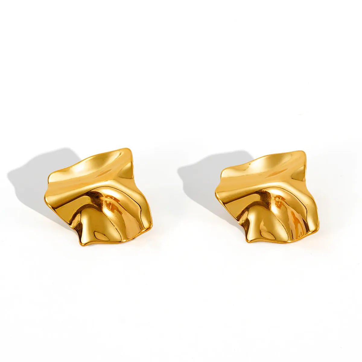 1 Pair Casual Simple Style Classic Style Geometric Scallop Heart Shape 304 Stainless Steel 18K Gold Plated Ear Studs