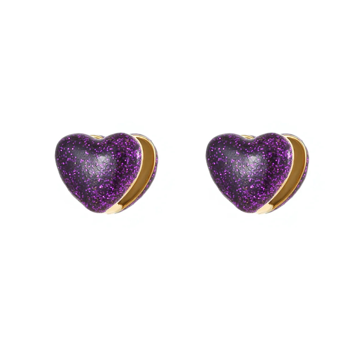 1 Pair Casual Simple Style Classic Style Heart Shape Epoxy Plating Stainless Steel Resin Titanium Steel Gold Plated Earrings