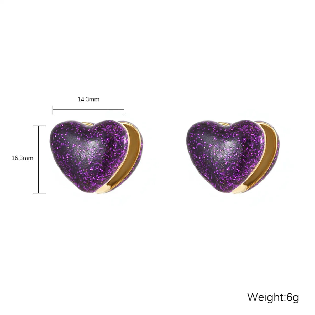 1 Pair Casual Simple Style Classic Style Heart Shape Epoxy Plating Stainless Steel Resin Titanium Steel Gold Plated Earrings