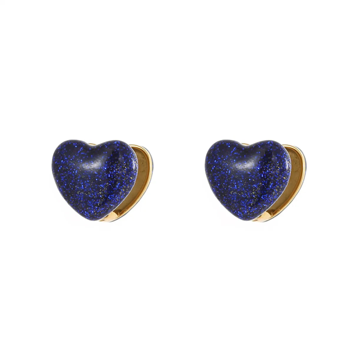 1 Pair Casual Simple Style Classic Style Heart Shape Epoxy Plating Stainless Steel Resin Titanium Steel Gold Plated Earrings